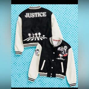 JUSTICE kids JACKET sz L SNOOPY PEANUTS ABBY ROAD NWOT